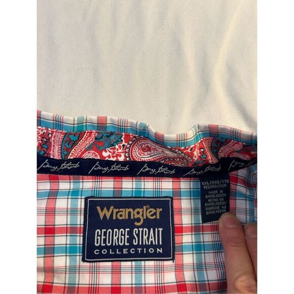 Wrangler George Strait button down xxl shirt red/teal long sleeved rn#130273 - Picture 8 of 9